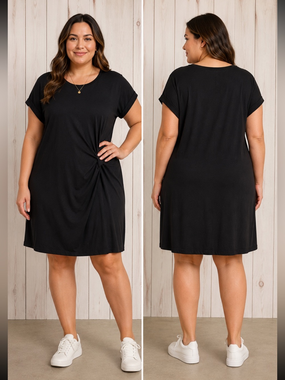 Gap Black Short Sleeve Twist Front Tee Dress